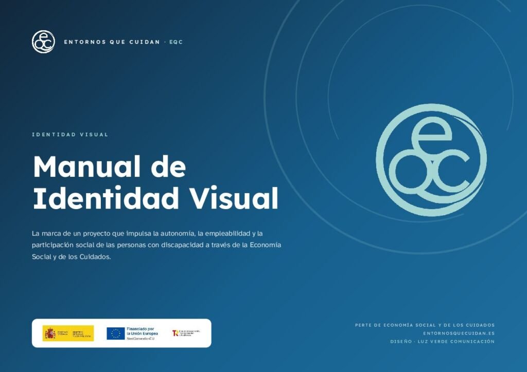 Portada del manual de identidad de Entornos que Cuidan