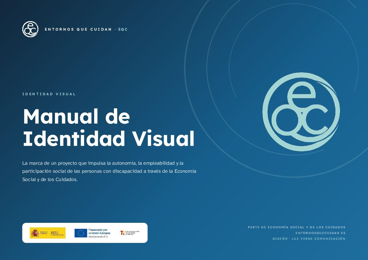 Portada del manual de identidad de Entornos que Cuidan