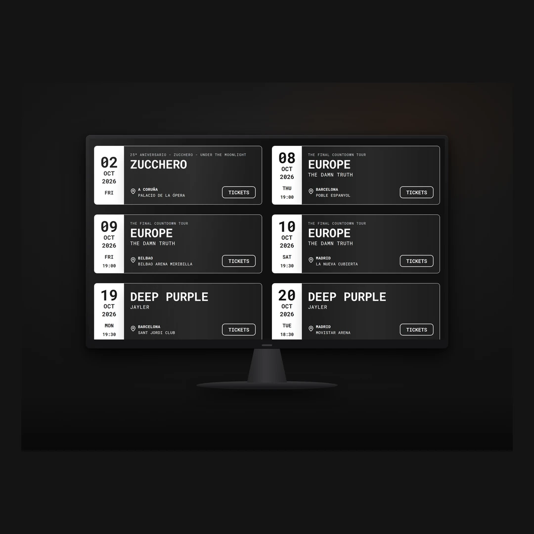 Web de la promotora de conciertos Get Rock diseñada por La Ribera Digital