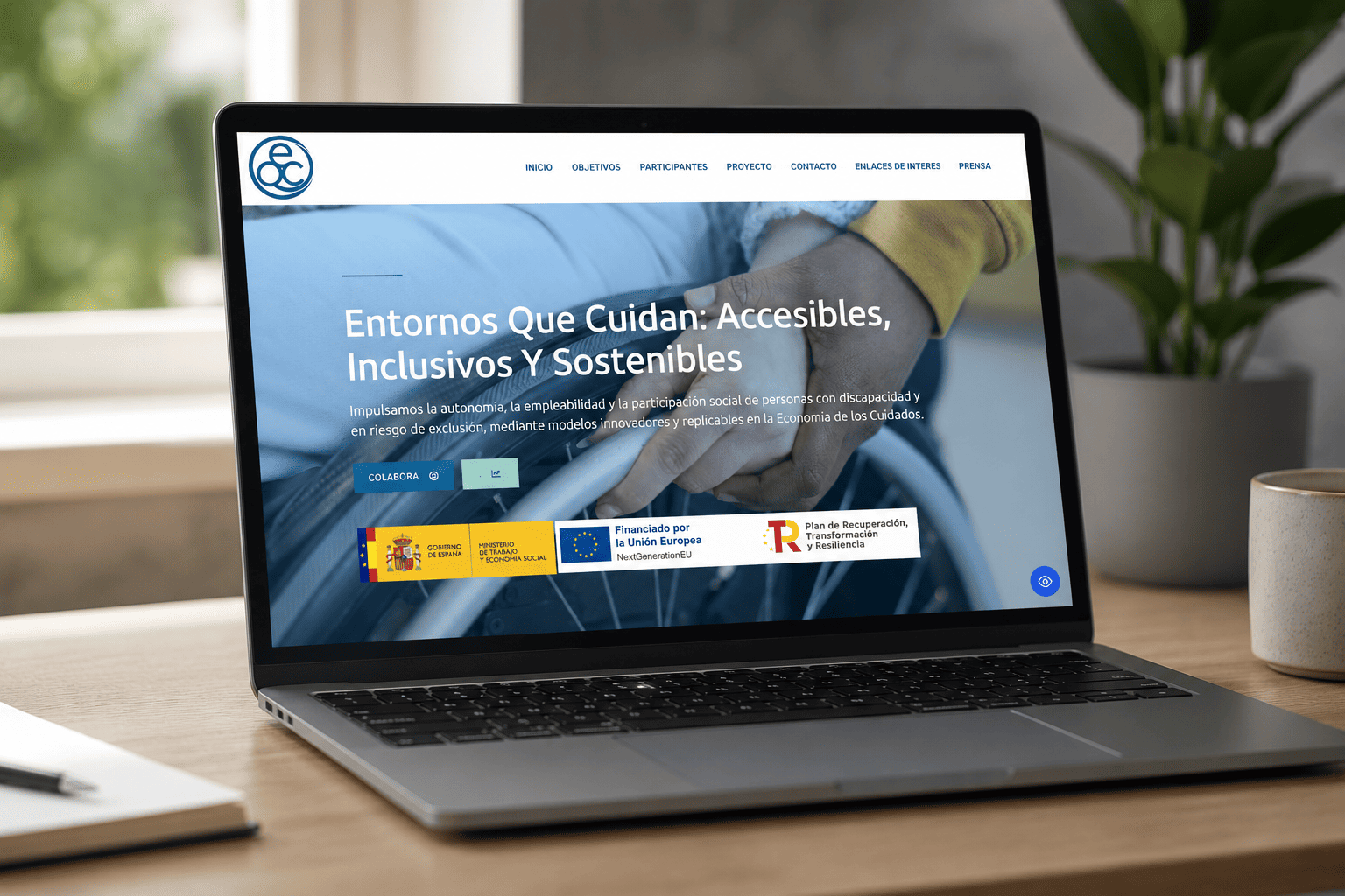 Mockup de la web de Entornos que Cuidan