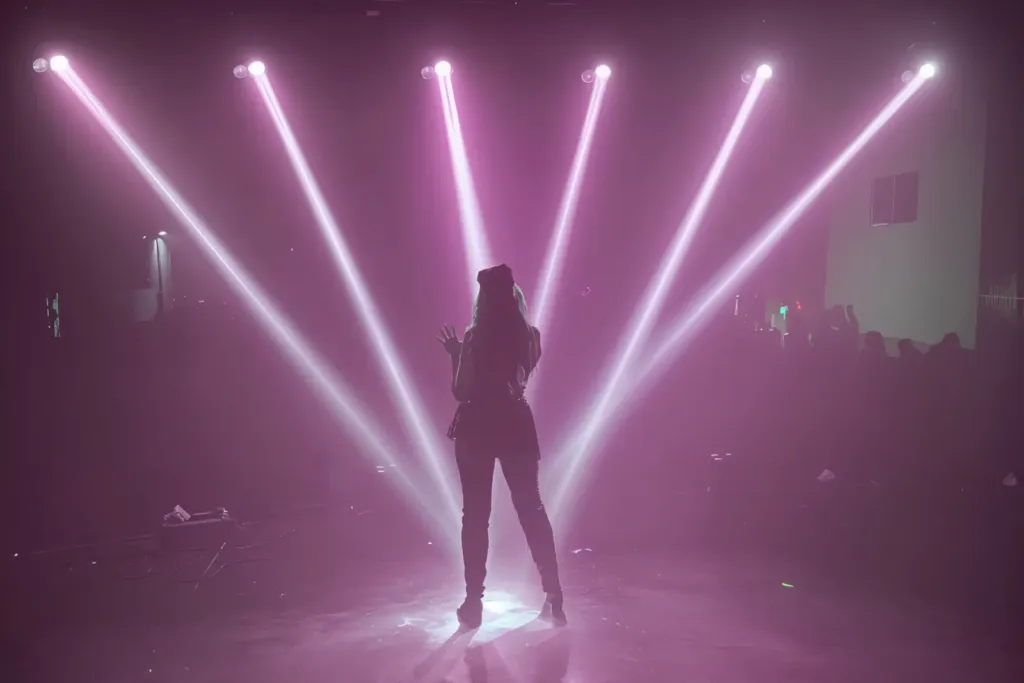 Mapy B en el escenario entre haces de luz